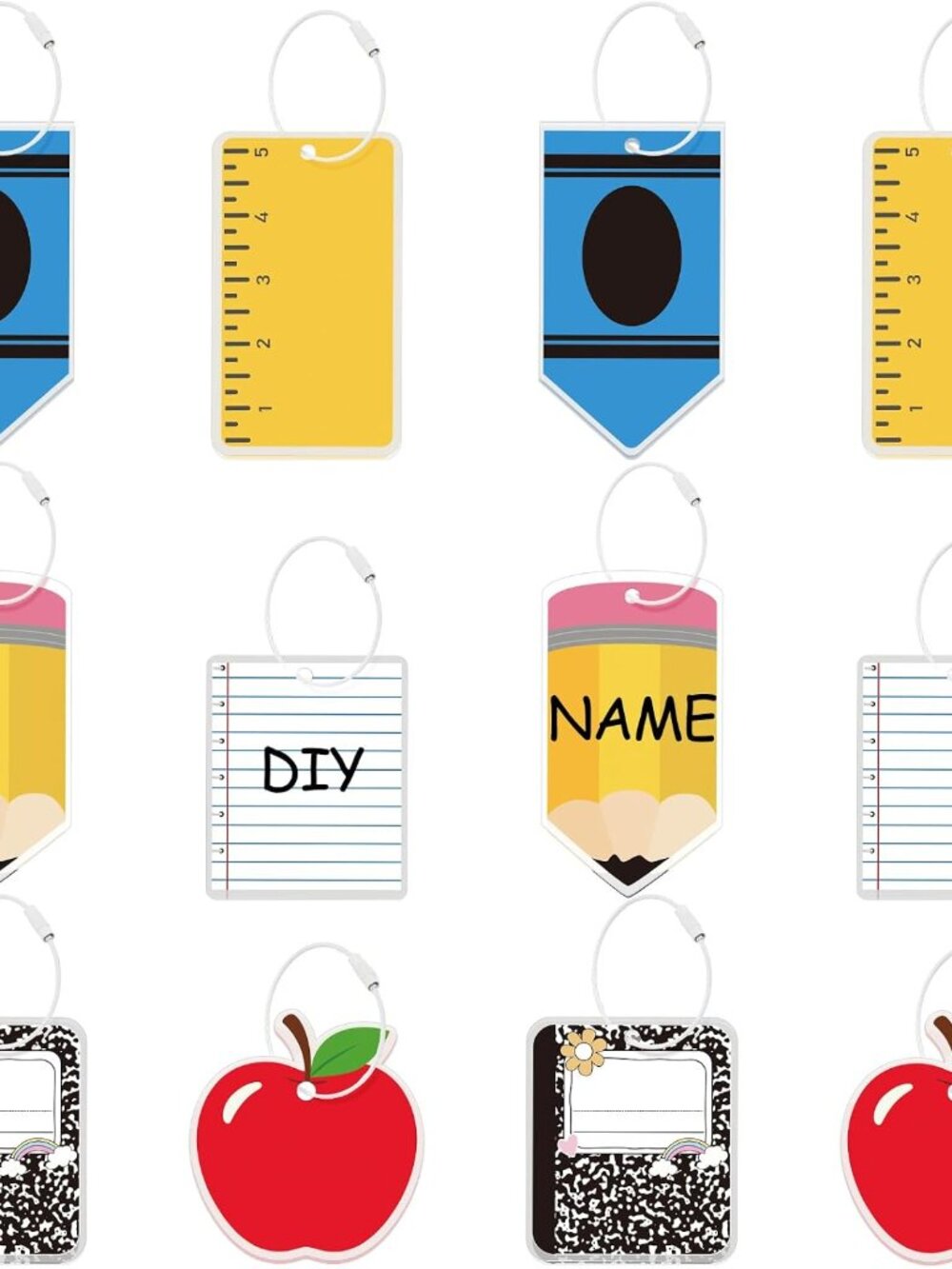 12 Pcs Teacher Luggage Tags Bulk for Suitcases Bags Backpack